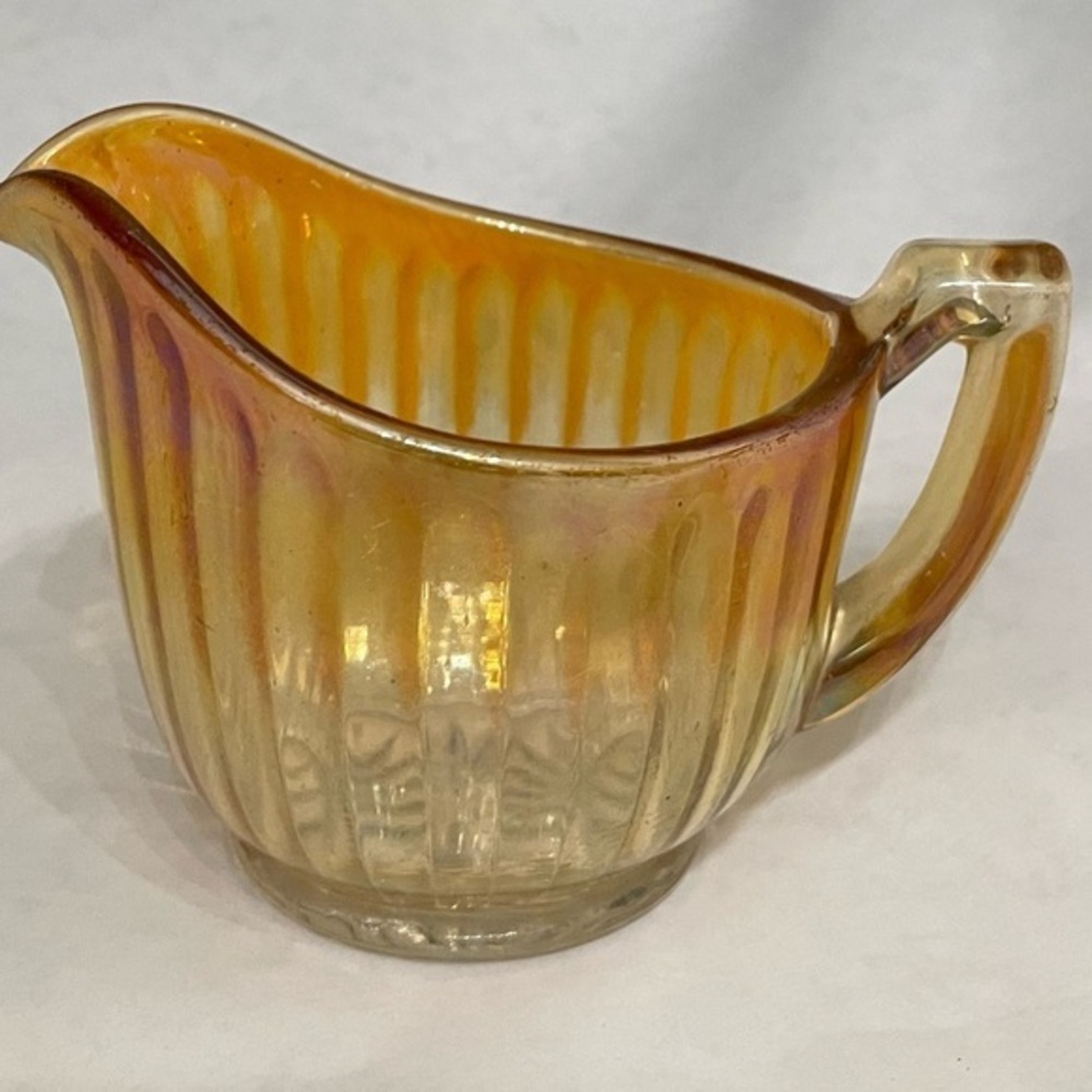 Carnival Glass Ribbed Creamer iridescent Mid-century Modern- rare